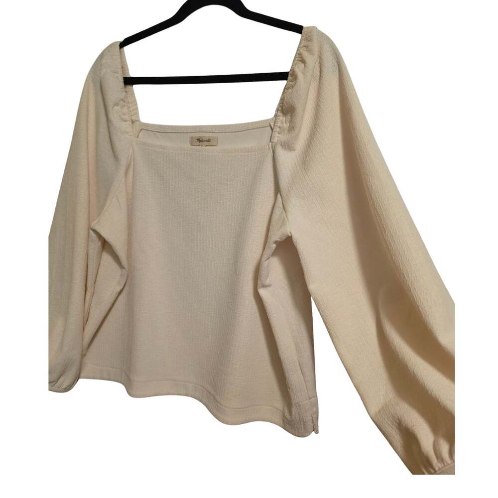Madewell NWT Cream Textured Square Neck Puff Sleeve Blouse XL Romantic Boho - Picture 4 of 12